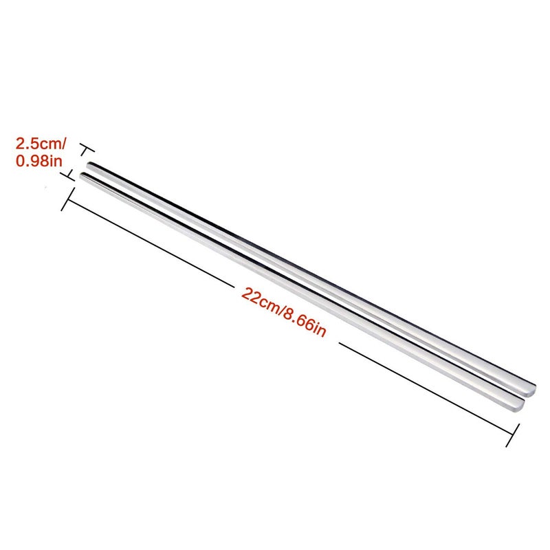 IQCWOOD Metal Chopsticks,10 Pairs Stainless Steel Flat Chopsticks, IQCWOOD Premium Reusable Metal Chopstick, 8.66 Inch Dishwasher Lightweight Korean Chopsticks Set Reusable Classic Style for Dinner - Image 3